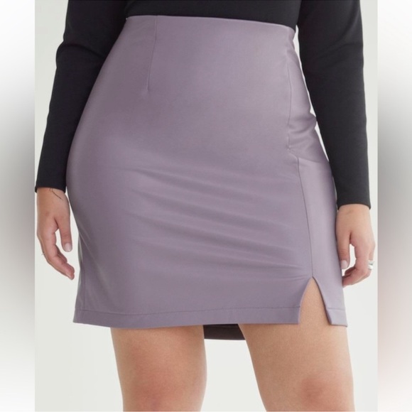 Addition Elle Lilac Faux Leather Mini Skirt Size 24 NWT Brand New - Picture 1 of 6